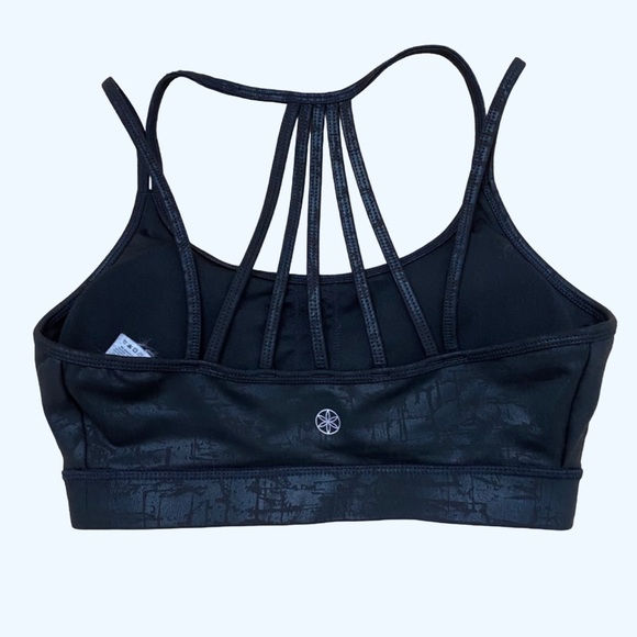 Gaiam Shiny Black Sports Bra Strappy Back Small Yoga Workout Running - Picture 2 of 3